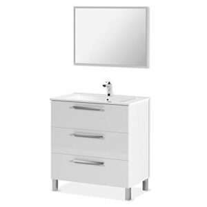 ARKITMOBEL 305423BO Mueble de Baño, Melamina, Espejo, Blanc…