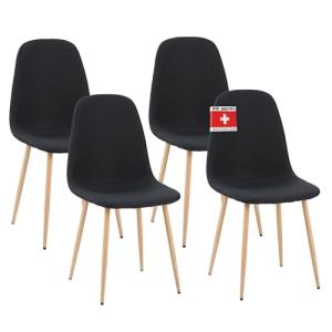 ALBATROS Fano Sillas, Poliéster, Negro, Set de 4, 4 Unidade…