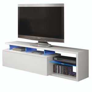 Miroytengo Led Mueble TV Blanco Brillo 150 cm, 1 Puerta y 3…