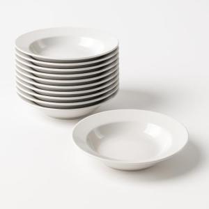 KURIL Pack de 12 Platos Hondos de Porcelana Blanca – Ø 22 c…
