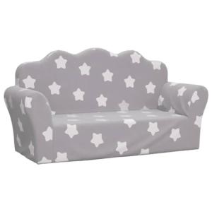 vidaXL Sofá de niños de 2 plazas Felpa Suave Gris Claro con…