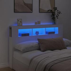 vidaXL Cabecero con LED, Cabecera con Almacenaje, Cabezal d…