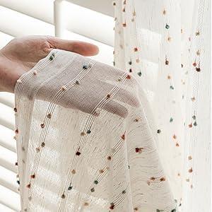 HaraDeco Cortina con Pompones de Colores, Cortinas Dormitor…