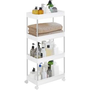 SONGMICS Carrito Auxiliar con Ruedas de 4 Niveles, Carrito…