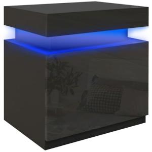 HOMCOM Mesita de Noche con Luces LED Mesilla de Noche con 2…