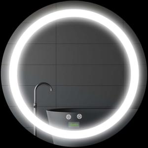 kleankin Espejo de Baño con Luz LED Ø50x4,6 cm Espejo Redon…