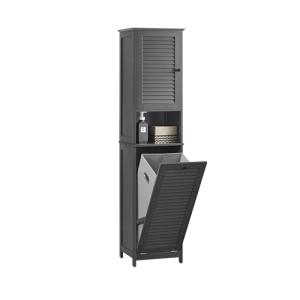 SoBuy Mueble Columna de Baño con 1 Cesto para Ropa Sucia Ar…