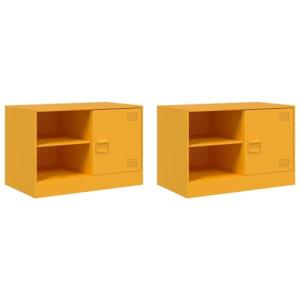 vidaXL Muebles para TV 2 Unidades Acero Amarillo Mostaza 67…
