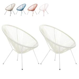 LOLAhome Pack 2 Sillones de jardín Acapulco Blanco Roto| Cu…