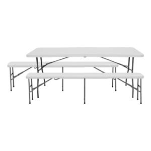 THINIA HOME Conjunto Plegable Mesa con 2 Bancos de 180cm Ca…