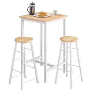 WOLTU Set Mesa de Bar y 2 uds. Taburete de Bar Muebles Coci…