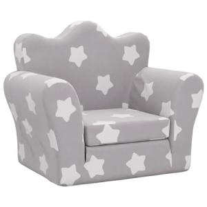 vidaXL Sofá Cama de niños Felpa Suave Gris Claro con Estrel…