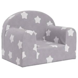 vidaXL Sofá para niños Felpa Suave Gris Claro con Estrellas…
