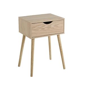 LOLAhome Mesita de Noche de 1 cajón Beige de Madera MDF de…