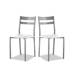 ASTIMESA Dos Sillas de Cocina Aluminio Asiento Blanco con R…