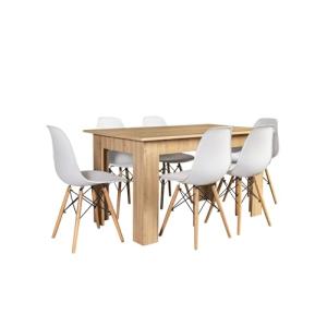 EASYMOBEL Pack Mesa de Comedor 140x80 cm   6 Sillas Nordica…