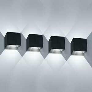 LEDMO 4 Piezas Aplique Exterior Pared 12W 6000K Blanco Frío…