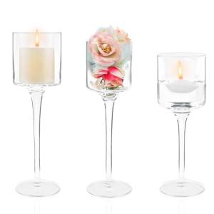 Weinsamkeit Portavelas de Cristal para Velas, 3 Piezas Port…