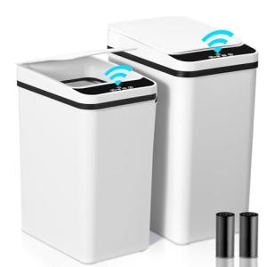 Cubo de basura de baño blanco, 2 unidades, 2 rollos de bols…
