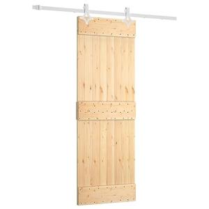 vidaXL Puerta corredera con herrajes Madera Maciza de Pino…