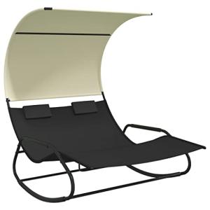 vidaXL Tumbona Mecedora Doble con Toldo Reclinable Hamaca C…