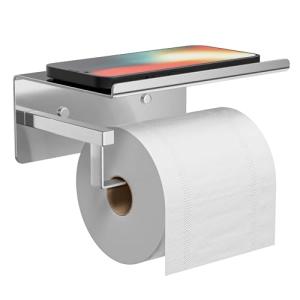 susswiff Soporte para papel higiénico con estante cromado –…