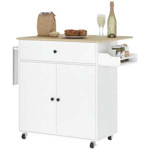 HOMCOM Isla de Cocina con ala Abatible Carrito de Cocina Mu…