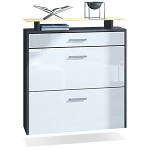 Vladon Mueble Zapatero Malea, Antracita Mate/Blanco de Alto…