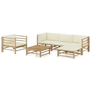 MOONAIRY Set de Muebles de jardín 6 Piezas bambú y Cojines,…