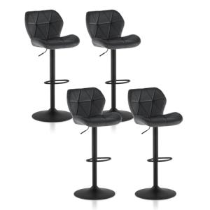 TUKAILAi Juego de 4 taburetes de bar, de terciopelo gris, e…