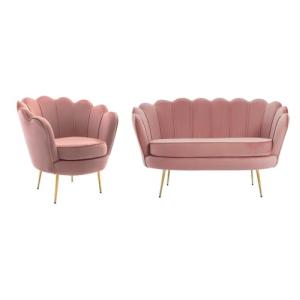 Vente-unique - Sofá de 2 plazas y Silla Estilo Concha de Te…