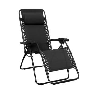 Amazon Basics Silla Gravedad Cero, 90 x 66 x 110 cm, Negro