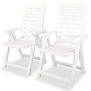 vidaXL 2X Sillas Jardín Reclinables Plástico Blancas Jardín…