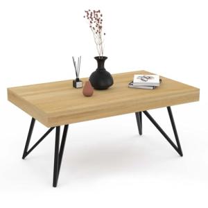 IDMarket - Mesa de centro rectangular Adele con patas cruza…