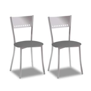 2 Sillas metálicas con respaldo de escalera y asiento tapiz…