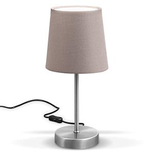 B.K.Licht Lámpara de mesa LED, lámpara de tela color topo,…