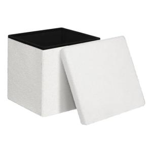 WOLTU Puff Almacenaje, Baul Cuadrado de Tela Teddy, Reposap…