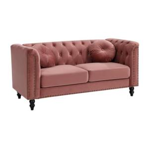 Vente-unique-Sofá de 2 plazas de Terciopelo Turner - Rosa V…