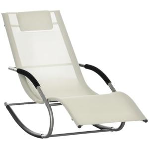 Outsunny Mecedora de Jardín Tumbona Mecedora con Reposacabe…