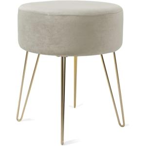 Madera Nieve Taburete Redondo para tocador, Taburete otoman…
