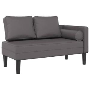 vidaXL Sofá diván con Cojines Cuero sintético Gris, Chaise…