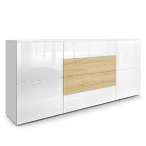 Vladon Cajonera Rova, Cómoda con 4 Puertas y 4 cajones, Bla…