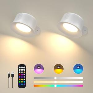 LED Apliques de Pared RGB con 18 Colores, Lámpara de Pared…