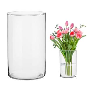 Yuraigm Jarrón de cristal transparente, 30 cm, jarrón de fl…