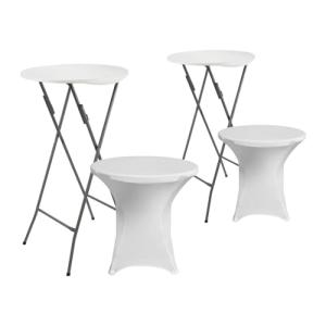 7H SEVEN HOUSE Pack 2 Mesas Altas Plegables Redondas Blanca…