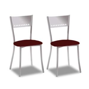 2 Sillas metálicas con respaldo de escalera y asiento tapiz…