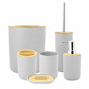 Juego de 6 Accesorios de Baño de Madera de bambú Jabonera D…