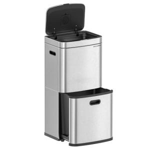 SONGMICS Papelera de Cocina, Cubo de Basura de 3 Compartime…