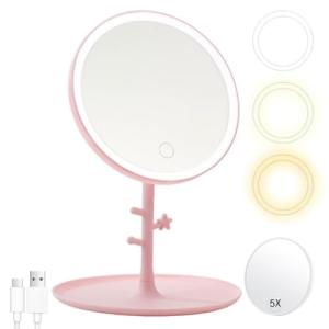 GVEFIVME Espejo de maquillaje con luz LED, espejo de maquil…