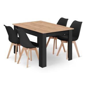 NMK HOME Conjunto Mesa Rectangular 120 x 80 cm y 4 Sillas C…